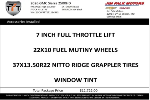 Photos of 2026 Chevrolet Silverado 2500HD High Country for sale in Clinton, MO at Jim Falk Motors