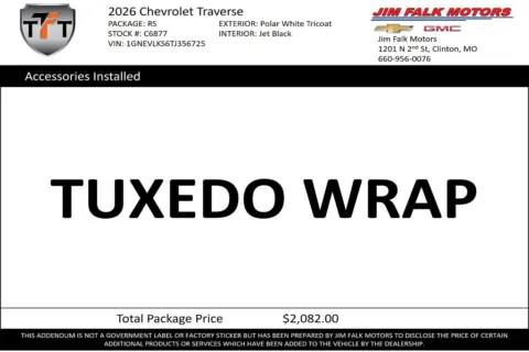 Photos of 2026 Chevrolet Traverse RS for sale in Clinton, MO at Jim Falk Motors