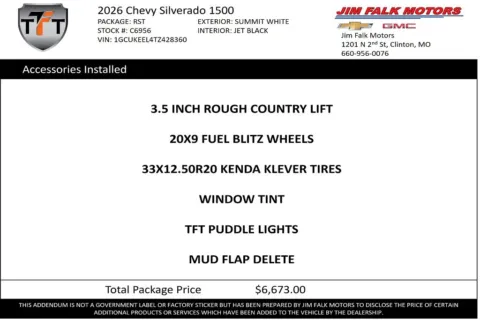 Photos of 2026 Chevrolet Silverado 1500 RST for sale in Clinton, MO at Jim Falk Motors