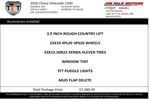 Photos of 2026 Chevrolet Silverado 1500 RST for sale in Clinton, MO at Jim Falk Motors