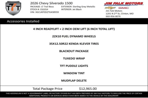 Photos of 2026 Chevrolet Silverado 1500 LT Trail Boss for sale in Clinton, MO at Jim Falk Motors