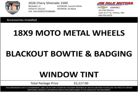 Photos of 2026 Chevrolet Silverado 1500 LT for sale in Clinton, MO at Jim Falk Motors