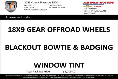 Photos of 2026 Chevrolet Silverado 1500 LT for sale in Clinton, MO at Jim Falk Motors