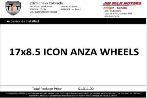 Photos of 2025 Chevrolet Colorado 2WD Work Truck for sale in Clinton, MO at Jim Falk Motors