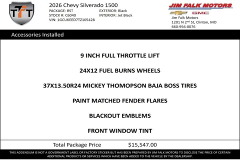 Photos of 2026 Chevrolet Silverado 1500 RST for sale in Clinton, MO at Jim Falk Motors