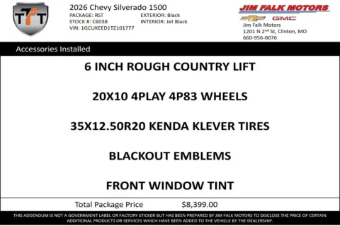 Photos of 2026 Chevrolet Silverado 1500 RST for sale in Clinton, MO at Jim Falk Motors