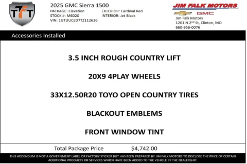 Photos of 2026 GMC Sierra 1500 Elevation for sale in Clinton, MO at Jim Falk Motors