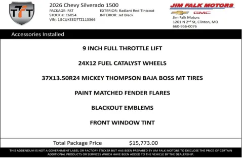 Photos of 2026 Chevrolet Silverado 1500 RST for sale in Clinton, MO at Jim Falk Motors
