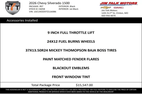 Photos of 2026 Chevrolet Silverado 1500 RST for sale in Clinton, MO at Jim Falk Motors