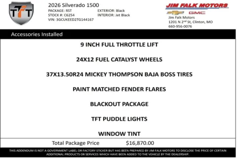 Photos of 2026 Chevrolet Silverado 1500 RST for sale in Clinton, MO at Jim Falk Motors
