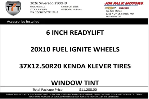 Photos of 2026 Chevrolet Silverado 2500HD LTZ for sale in Clinton, MO at Jim Falk Motors