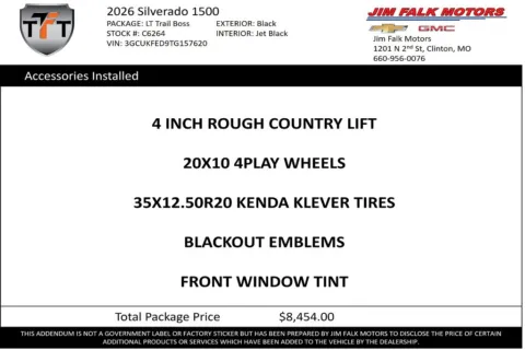 Photos of 2026 Chevrolet Silverado 1500 LT Trail Boss for sale in Clinton, MO at Jim Falk Motors