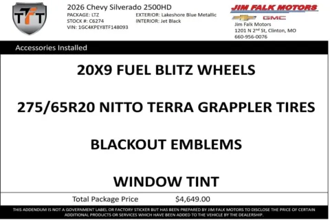 Photos of 2026 Chevrolet Silverado 2500HD LTZ for sale in Clinton, MO at Jim Falk Motors