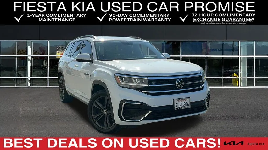 White 2021 Volkswagen Atlas 3.6L V6 SE w/Technology R-Line for sale in Indio, CA