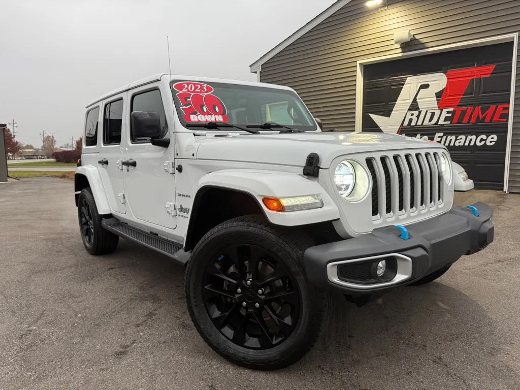 White 2023 JEEP WRANGLER SAHARA 4XE for sale in Crown Point, IN