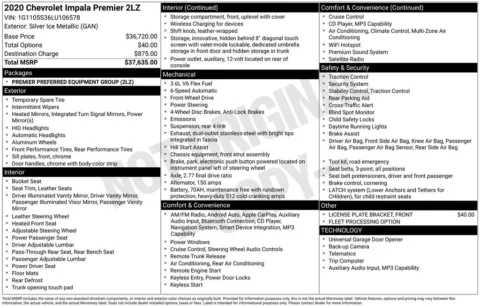 Another view of 2020 Chevrolet Impala Premier for sale in Warrensburg, MO at Warrensburg Ford