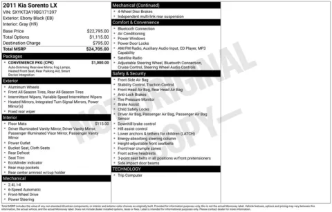 Another view of 2011 Kia Sorento LX for sale in Warrensburg, MO at Warrensburg Ford