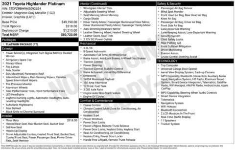 Another view of 2021 Toyota Highlander Platinum for sale in Warrensburg, MO at Warrensburg Ford