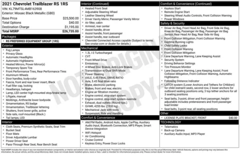 Another view of 2021 Chevrolet TrailBlazer RS for sale in Warrensburg, MO at Warrensburg Ford