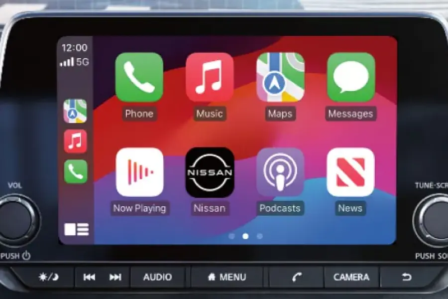 2025 Nissan Sentra touchscreen displaying Apple CarPlay apps