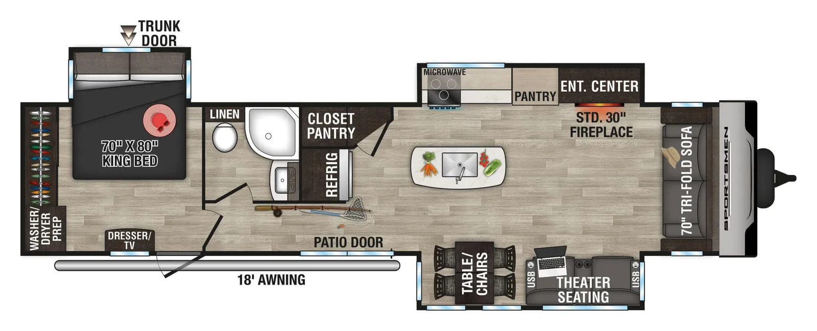 2024 K-Z Sportsmen 363FL floorplan