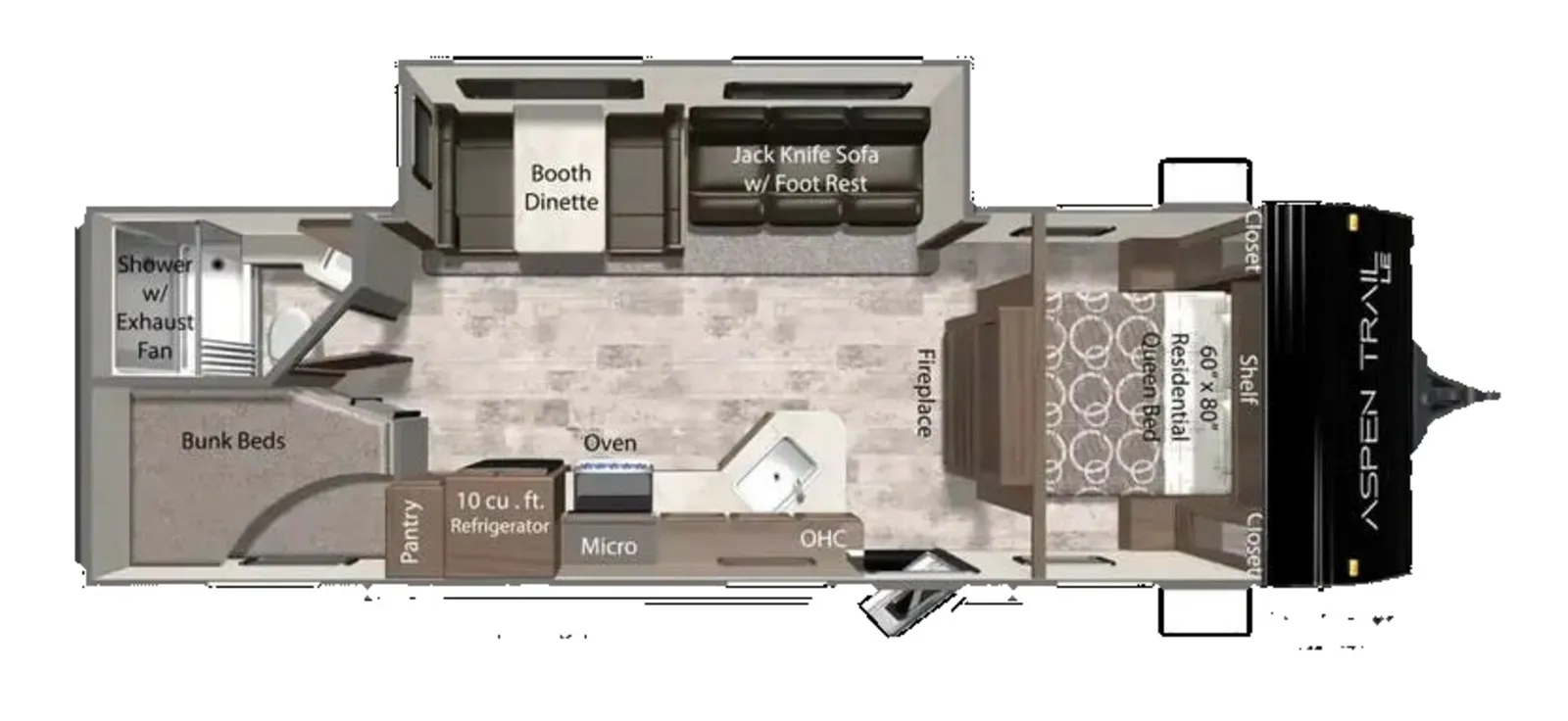 2022 Dutchmen Aspen Trail 26BH floorplan