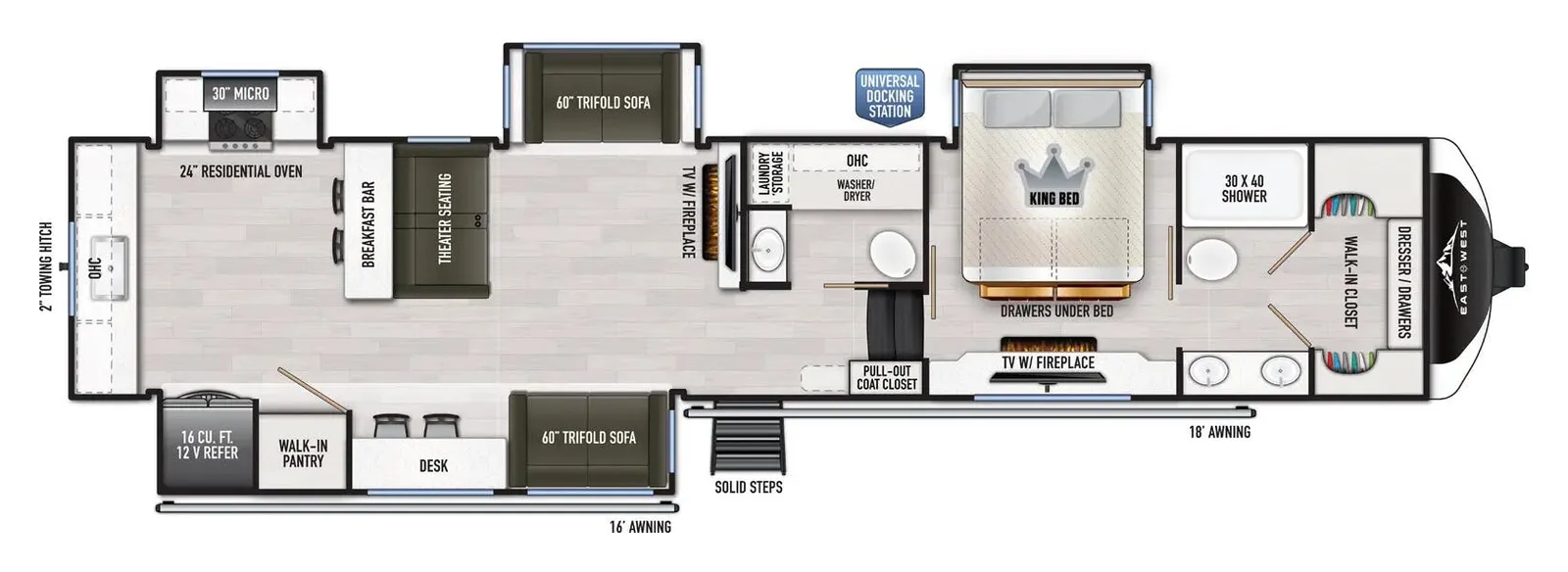 2026 East To West AHARA 395FB floorplan