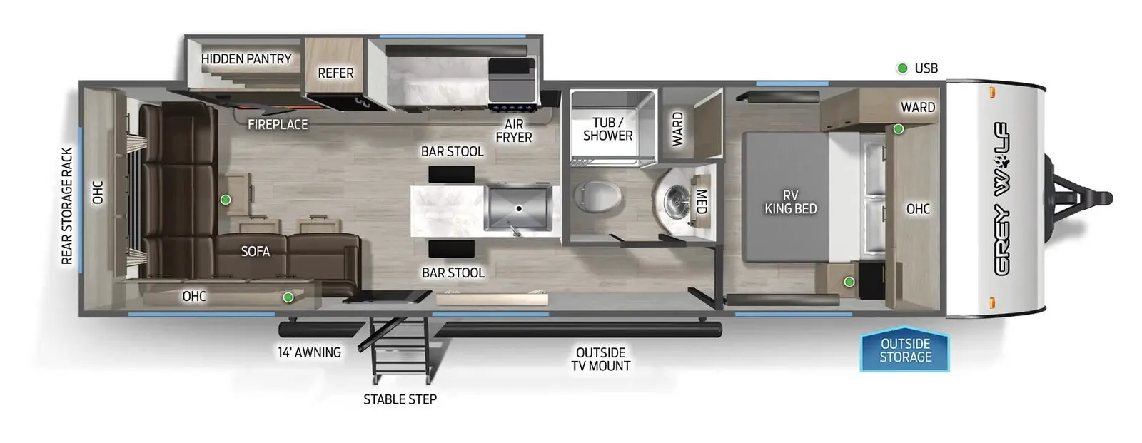 2025 Forest River Cherokee GREY WOLF 27LH floorplan