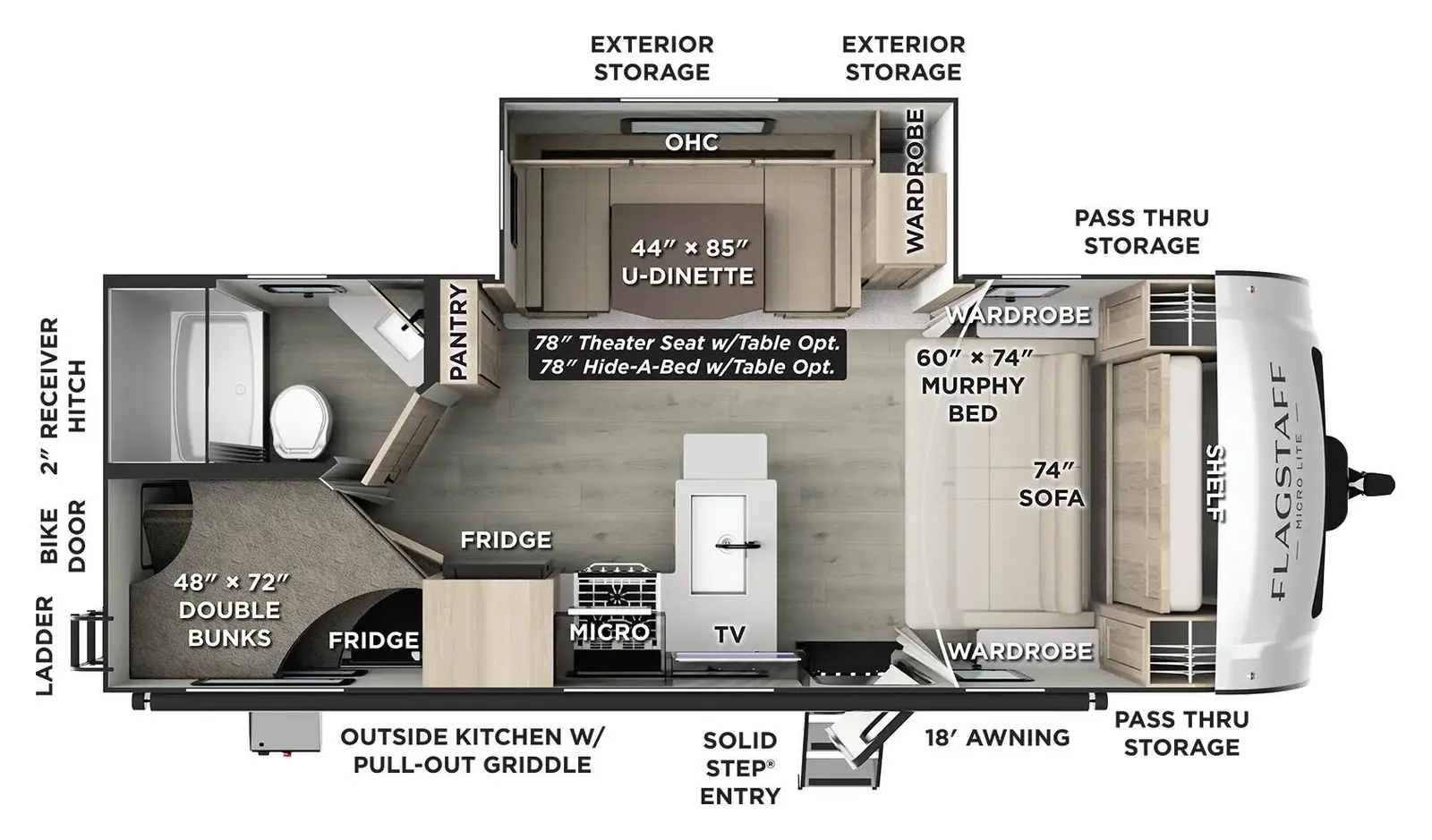 2026 Forest River Flagstaff Micro Lite 25BRDS floorplan