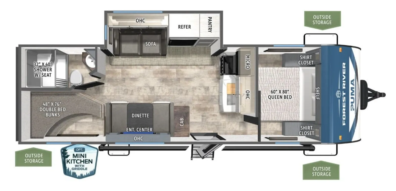 2027 Forest River Puma 25BHS floorplan