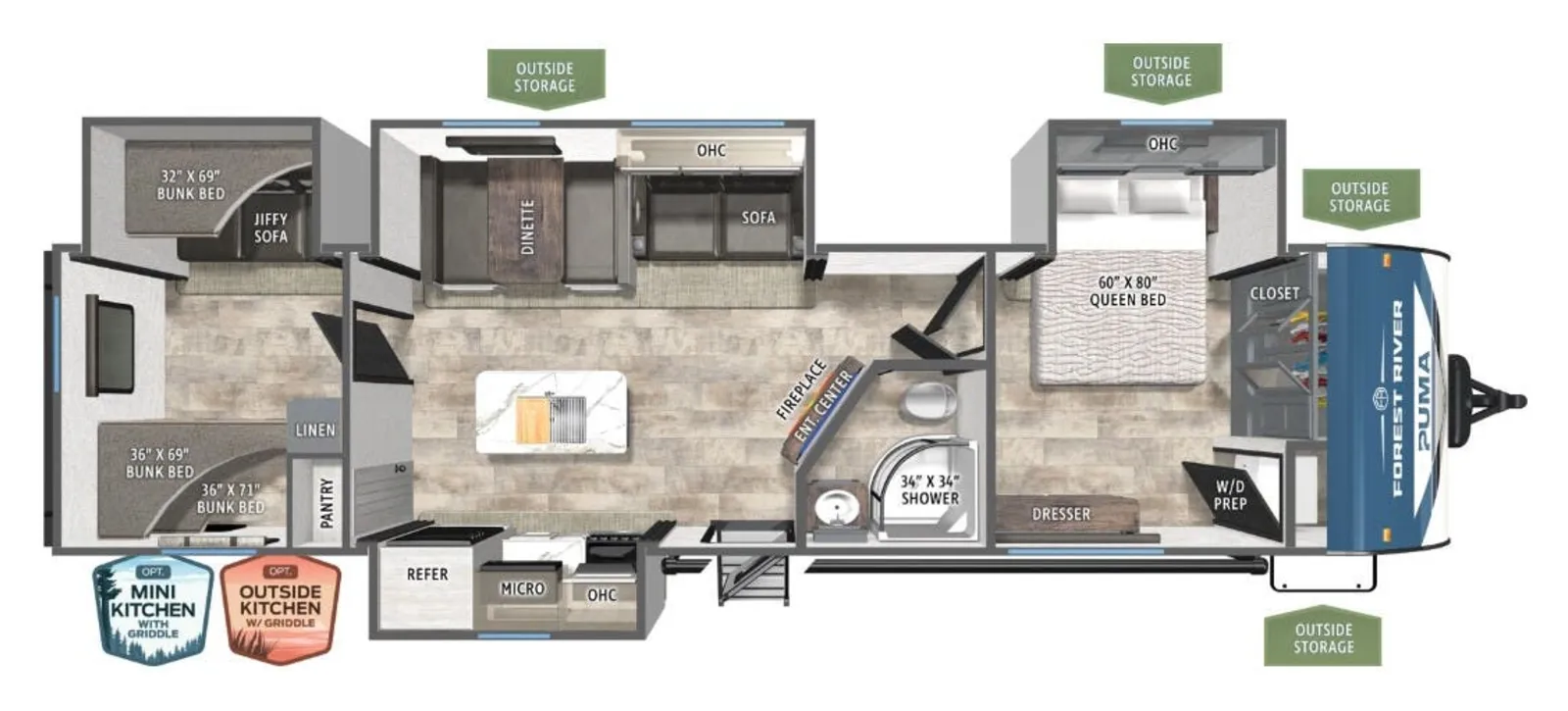 2027 Forest River Puma   32BHFS floorplan