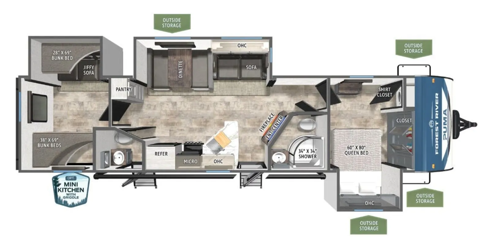 2027 Forest River Puma 32BHQS floorplan