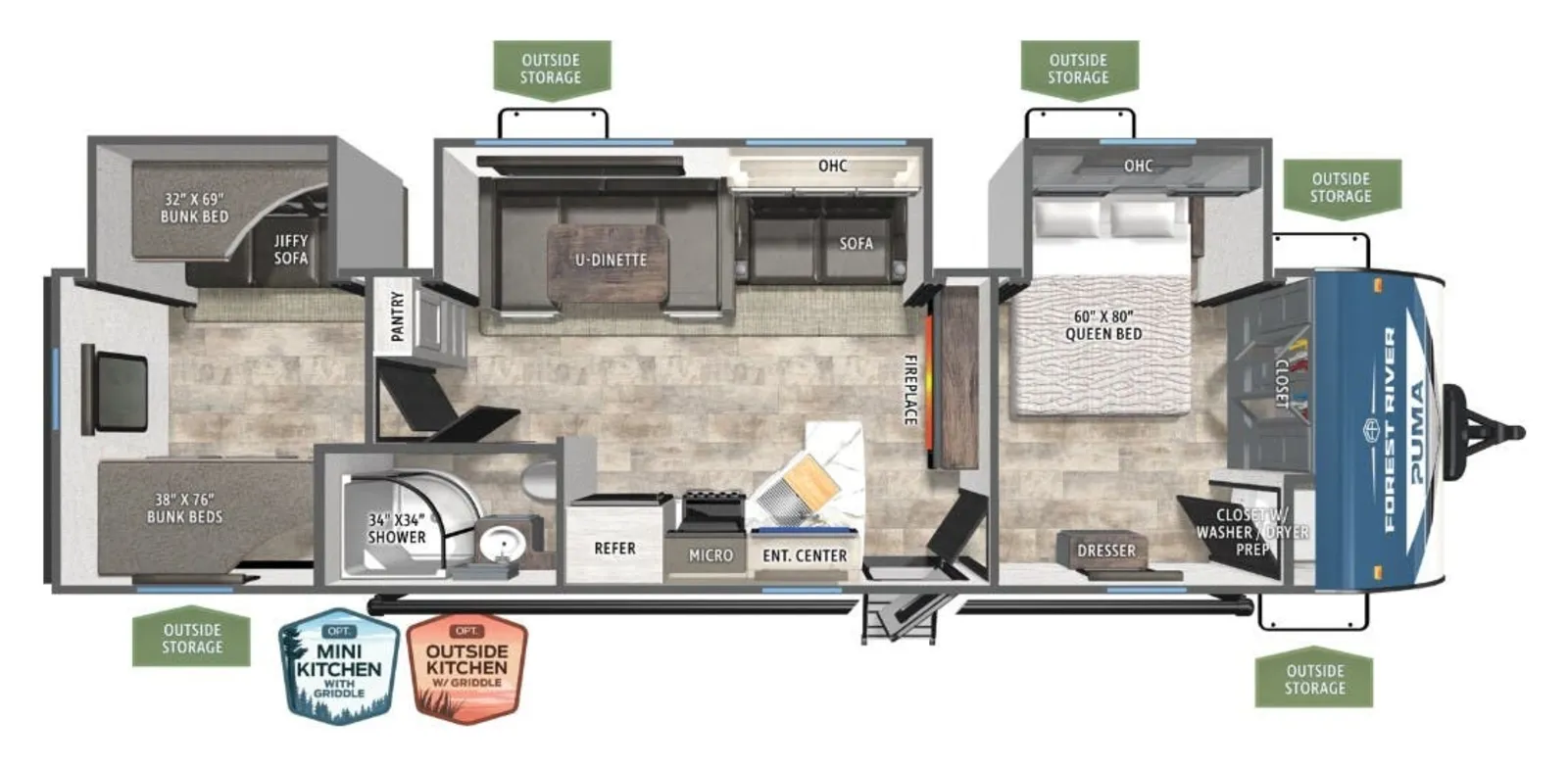 2027 Forest River Puma   32RBFQ floorplan