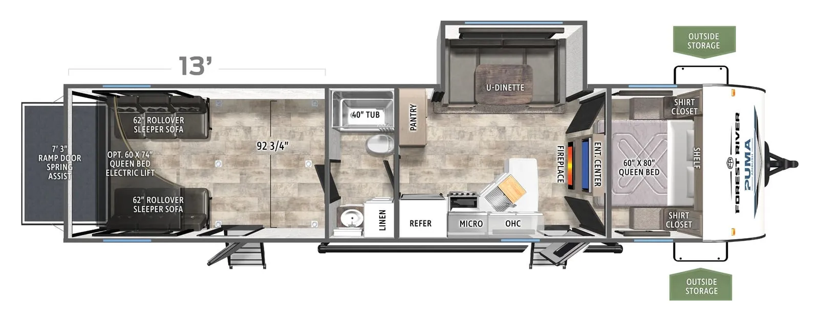 2027 Forest River Puma Ambush 29TH floorplan