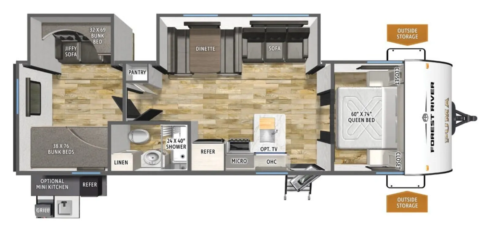 2026 Forest River Puma Camp Edition  305BHCE floorplan