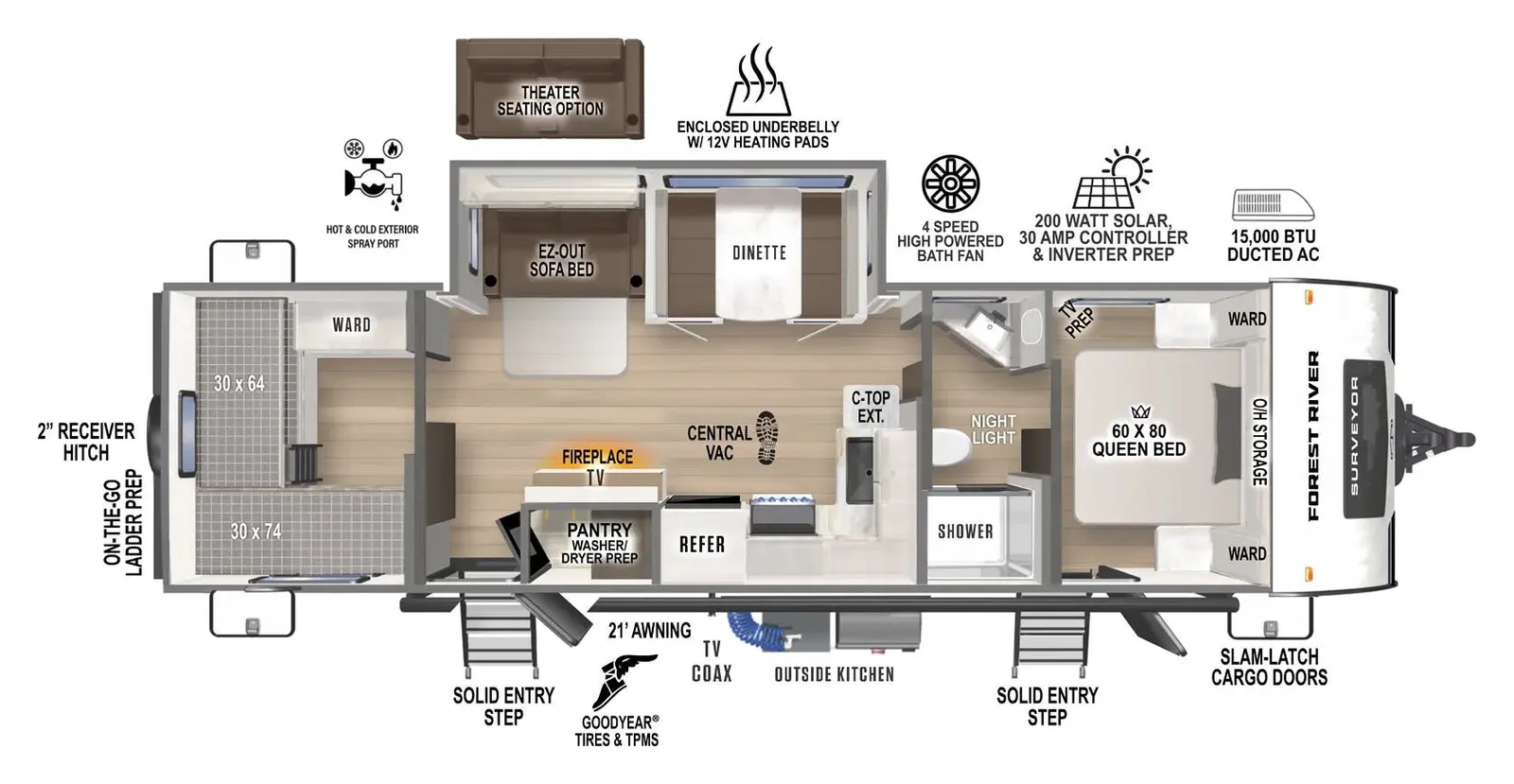2027 Forest River Surveyor Legend 296QBLE floorplan