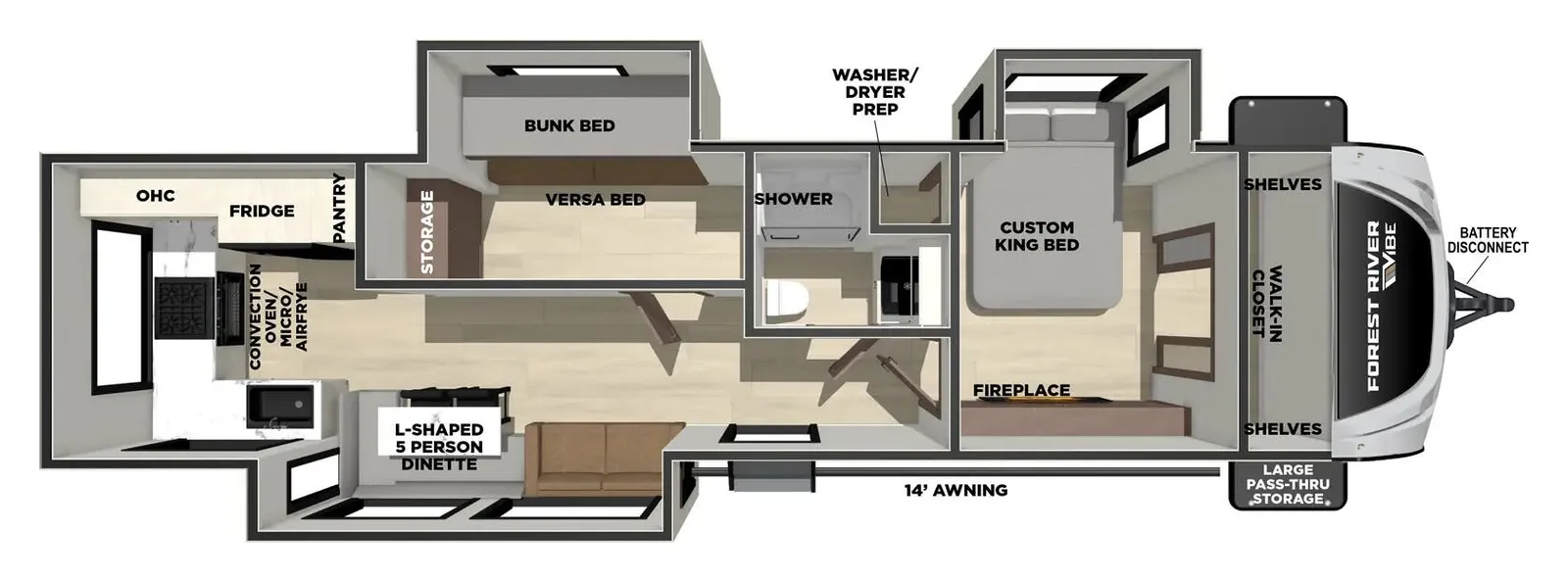 2026 Forest River Vibe 3400SB floorplan