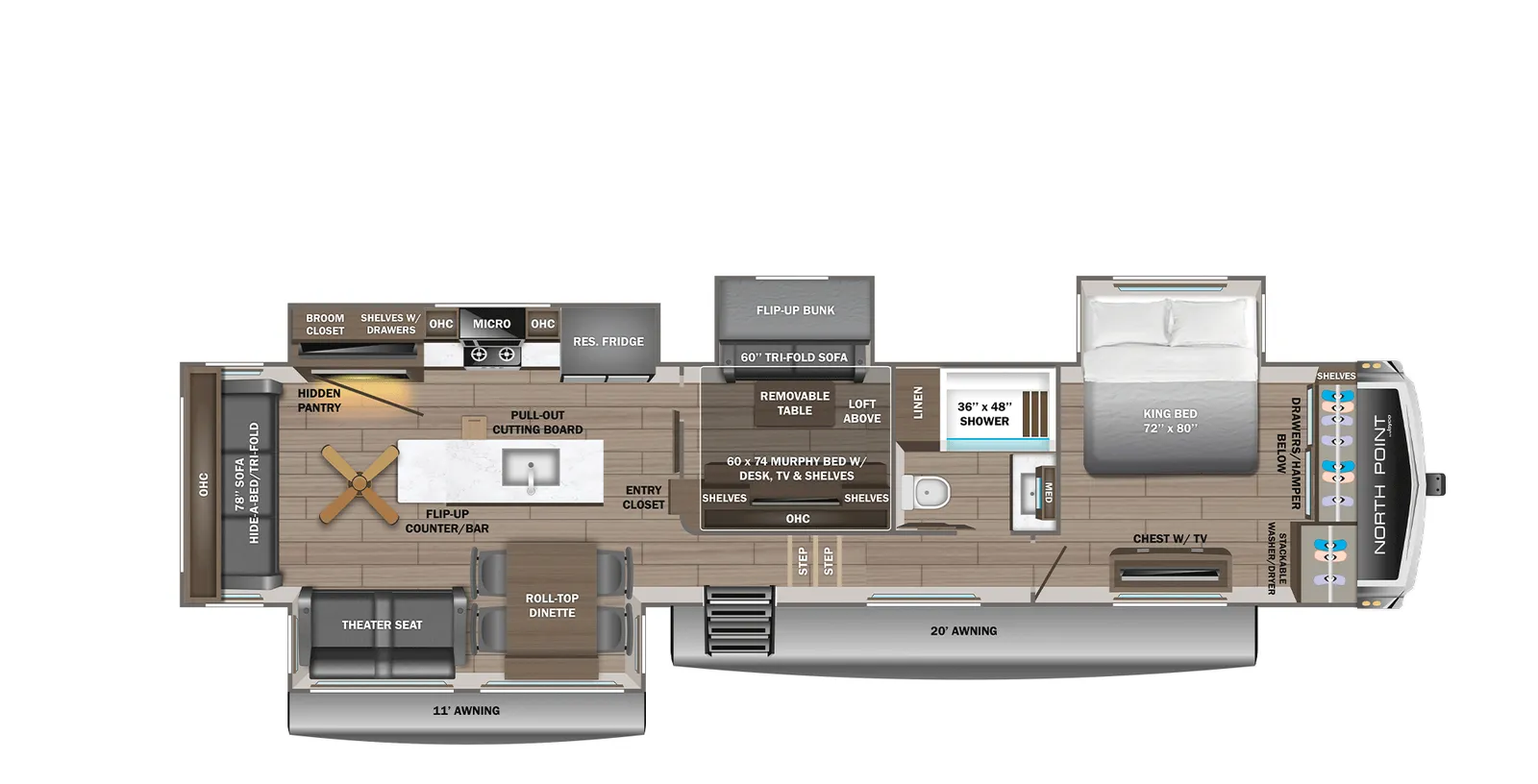 2026 Jayco North Point 377RLBH floorplan