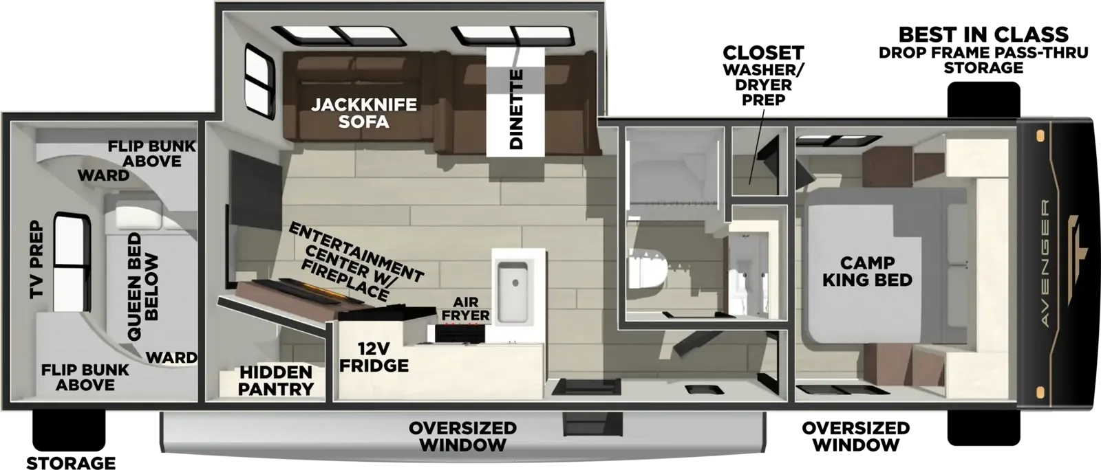 2027 Forest River AVENGER 28QBS floorplan