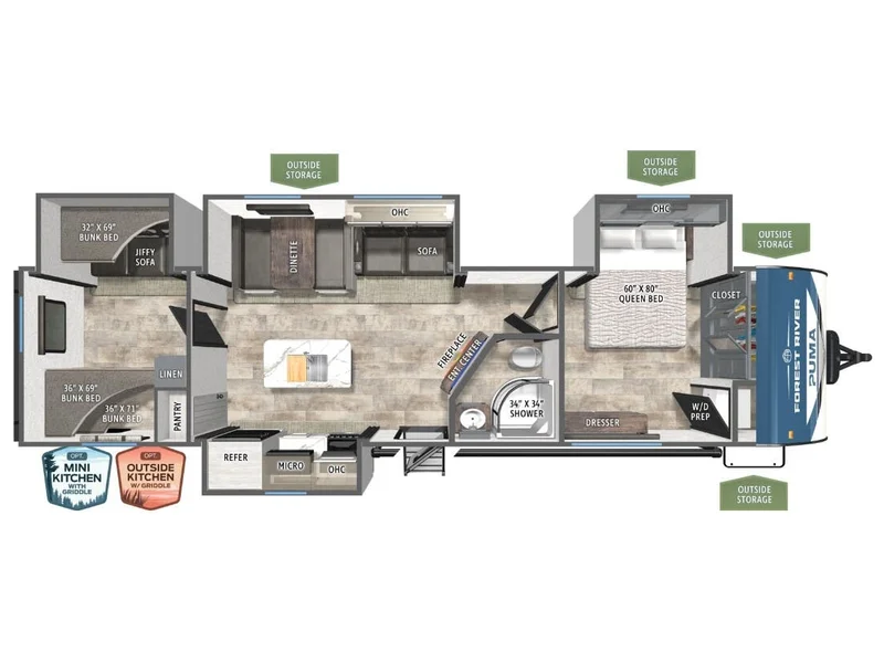 2027 Forest River Puma 32BHFS floorplan