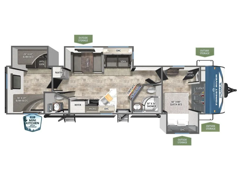 2027 Forest River Puma 32BHQS floorplan
