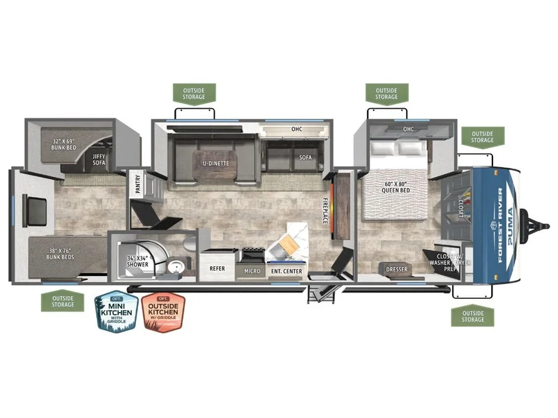 2027 Forest River Puma 32RBFQ floorplan