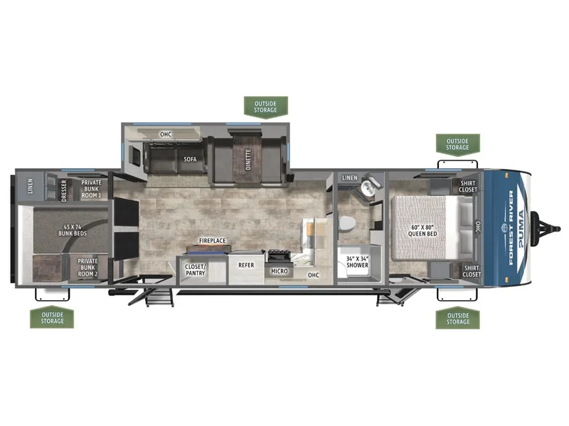 2027 Forest River PUMA 337BH floorplan