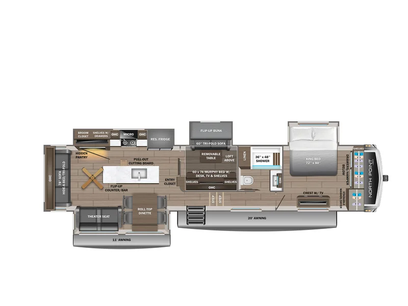 2026 Jayco North Point 377RLBH floorplan