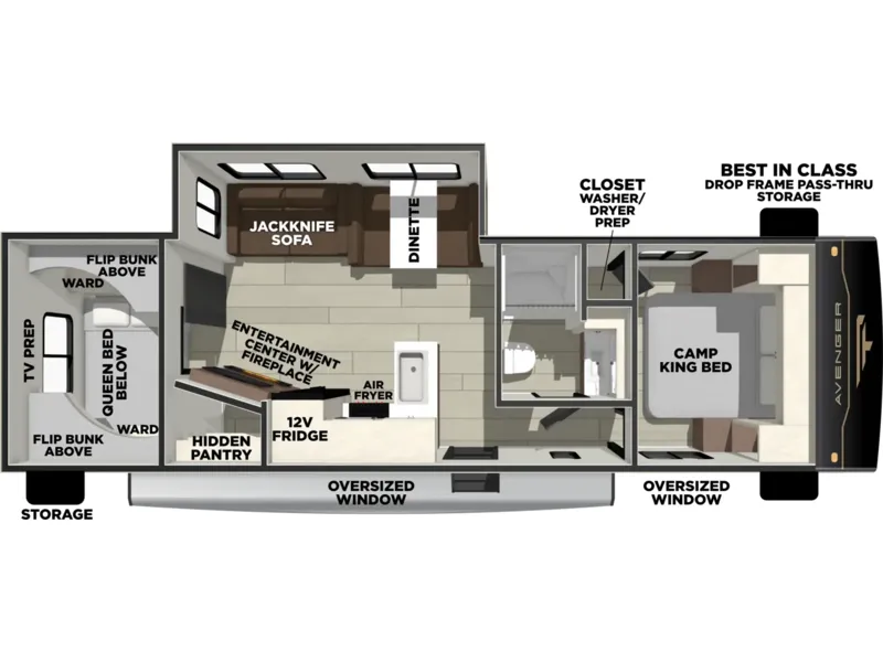 2027 Forest River AVENGER 28QBS floorplan